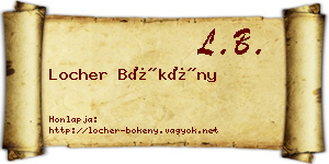 Locher Bökény névjegykártya